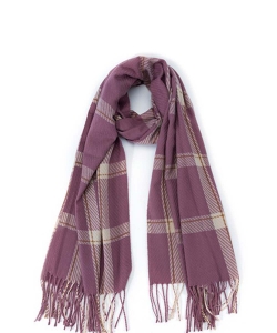 Plaid Fringed Ends Winter Scarf SF320110 PINK